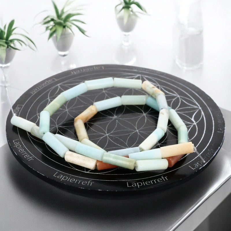 perle naturelle amazonite en forme de tube