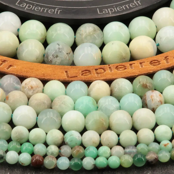 Perles Chrysoprase en pierre naturelle ronde 4/6/8/10 mm de Qualité AA+, pour la création de bijoux et lithothérapie