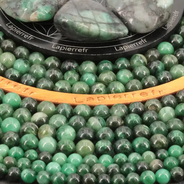 Perles Émeraude verte en pierre naturelle ronde 6/10 mm de Qualité AA+, pour la création de bijoux et lithothérapie