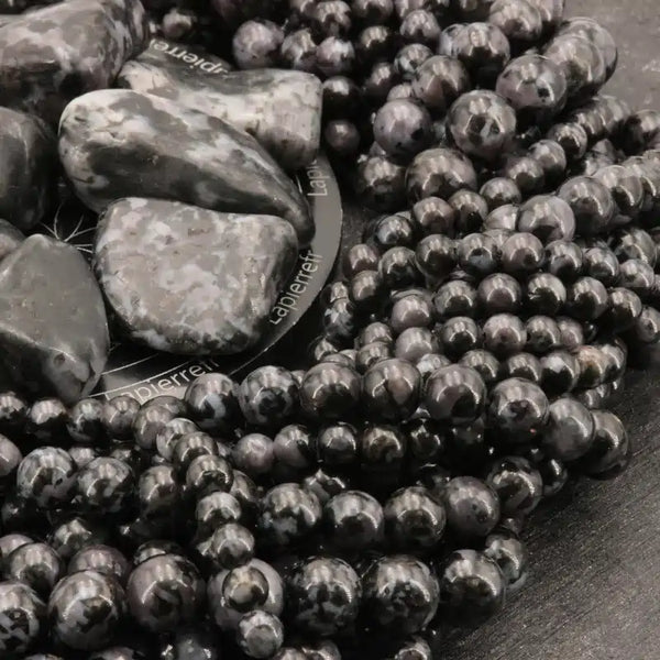 Perles Gabbro en pierre naturelle ronde 6/8/10 mm de Qualité AAA, pour la création de bijoux et lithothérapie