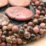 Perle pierre naturelle Rhodonite ronde en 4/6/8/10mm pour création de bijoux et lithothérapie - La Pierre Fr