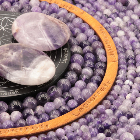 Fil de perles Améthyste chevron ronde 4mm 6mm 8mm 10mm | Perle pierre naturelle ronde et lisse | Gemmes | Qualité AAA