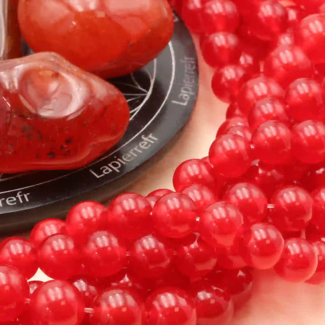 perle pierre naturelle en cornaline rouge