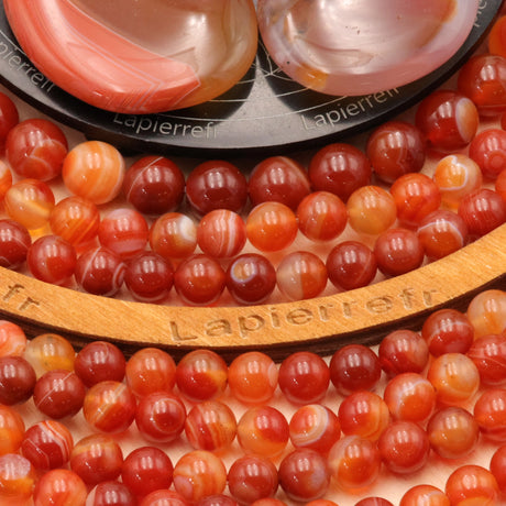Fil de perles Agate rouge ronde naturelle 4mm 6mm 8mm 10mm