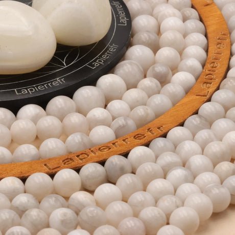 Fil de perles Agate folle ronde naturelle 4mm 6mm 8mm 10mm | Perle pierre naturelle
