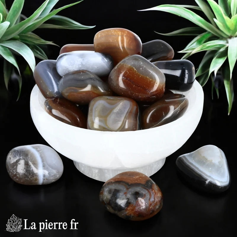 pierres roulées en Agate naturelle, pierre de lithothérapie favorisant la stabilité, l&