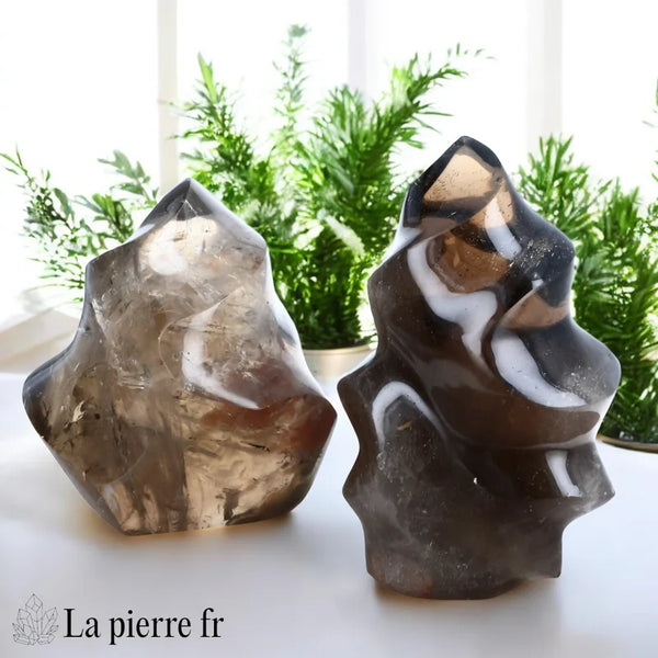 Pierre en Quartz Fumé naturelle pour lithothérapie et bien-être