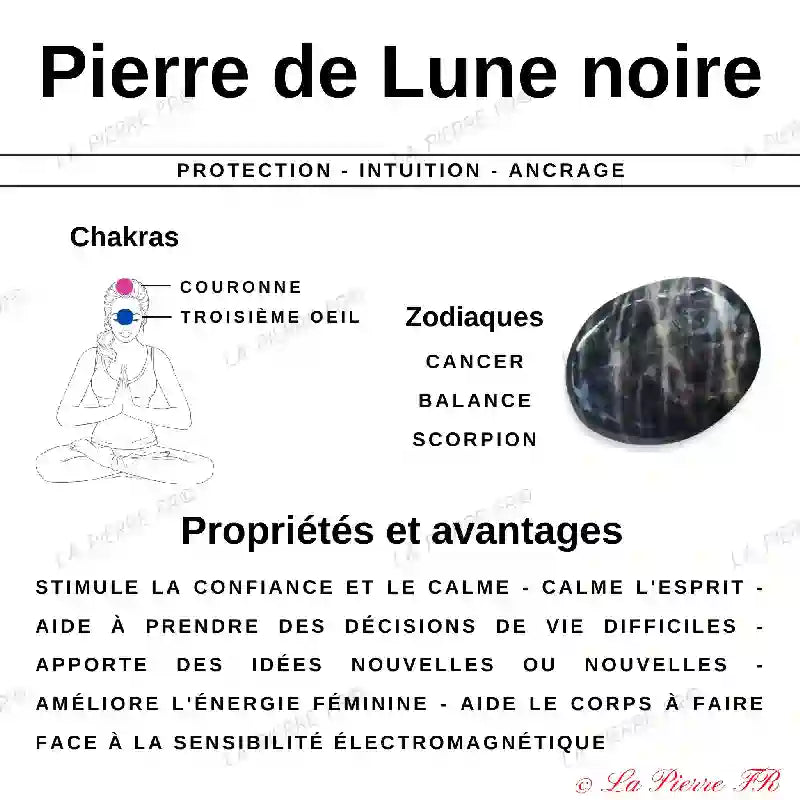 Pierre de Lune noire - Forme libre