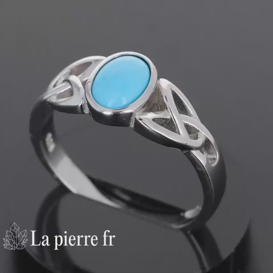 Bague Turquoise véritable en argent pour femme - La Pierre Fr