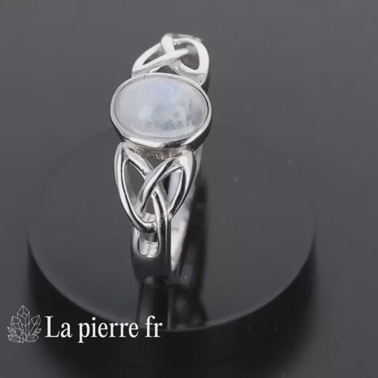 Bague Pierre de Lune véritable en argent pour femme - La Pierre Fr