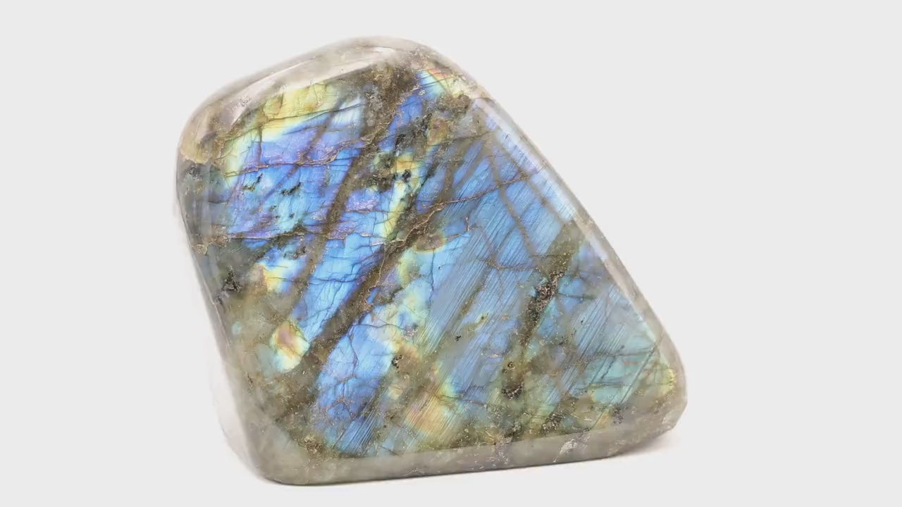 Labradorite de Madagascar 1,518Kg | Bloc de pierre naturelle à poser de forme libre toute polie | Minéraux | Lithothérapie