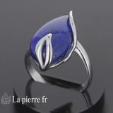 Bague Lapis Lazuli véritable en argent pour femme - La Pierre Fr