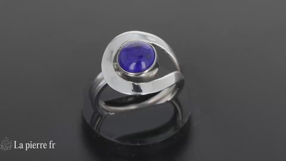 Bague en pierre de Lapis Lazuli « Résonant » - Bijoux lithothérapie en argent rhodié pour femme