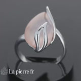 Bague Quartz Rose véritable en argent pour femme - La Pierre Fr