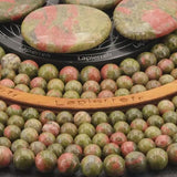 Perle pierre naturelle Unakite ronde en 4/6/8/10mm pour bijoux et lithothérapie - La Pierre Fr 