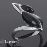 Bague Onyx noir véritable en argent pour femme - La Pierre Fr