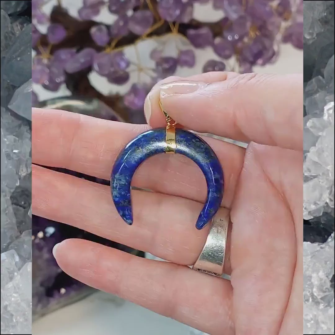 Pendentif Lapis lazuli croissant de lune | Pendentif pierre naturelle | Bijou en lapis lazuli