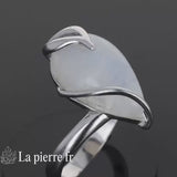 Bague Pierre de Lune véritable en argent pour femme - La Pierre Fr