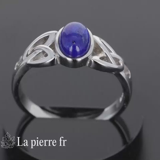 Bague Lapis Lazuli véritable en argent pour femme - La Pierre Fr