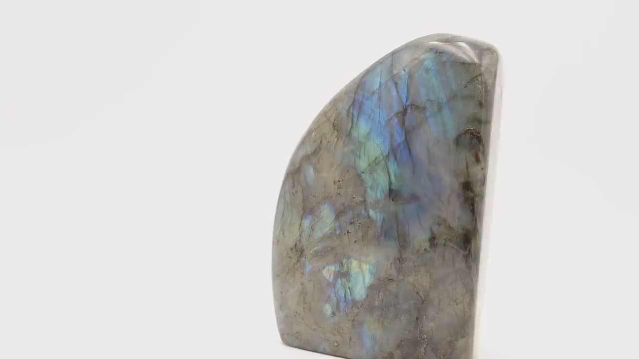 Labradorite 1,456 Kg de Madagascar | Bloc de pierre naturelle à poser de forme libre toute polie | Minéraux | Lithothérapie