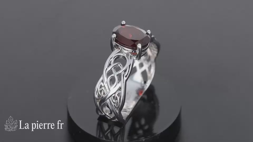 Bague en Grenat facettée &quot;Douceurin&quot; et Argent 925 pour femme