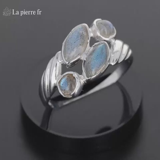 Bague argent et pierre labradorite véritable pour femme, La Pierre Fr