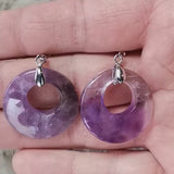 Boucles d'oreilles améthyste ronde | Boucles d'oreilles en quartz violet | Boucles d'oreilles pendante ronde | Bijoux en pierre naturelle