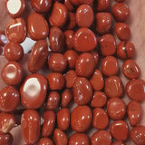 Perles Jaspe rouge galet -pierre roulée irrégulier 6mm-8mm, Perle jaspe rouge nugget, Lot de 40-50 perles pierres naturelles percées