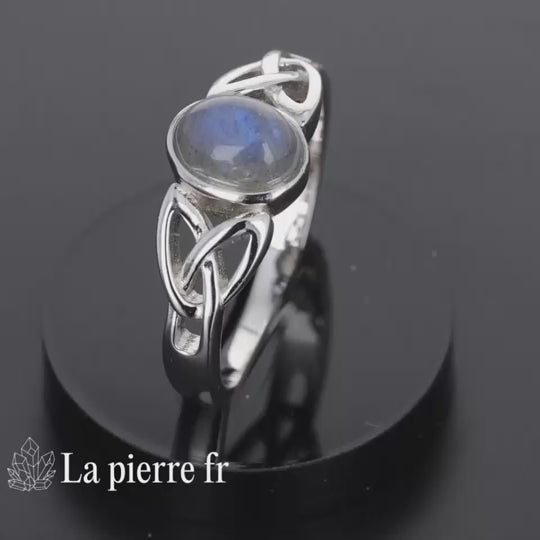 Bague labradorite véritable en argent pour femme - La Pierre Fr 