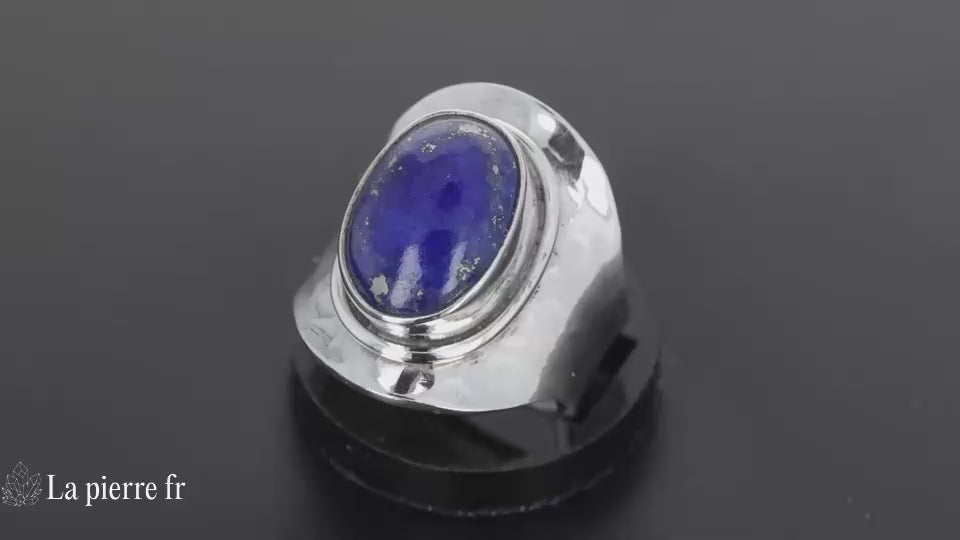 Bague en pierre de Lapis Lazuli « Félicia » - Bijoux lithothérapie en argent rhodié pour femme