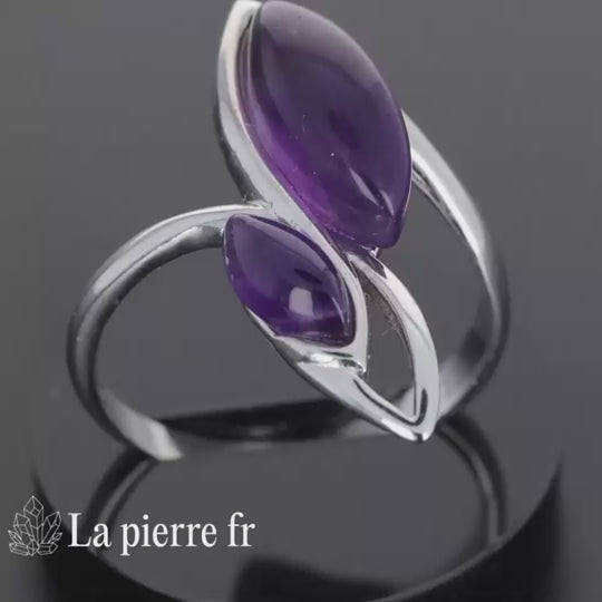 Bague améthyste véritable en argent pour femme - La Pierre Fr  