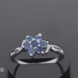 Bague en pierre de Saphir Bleu facettée 