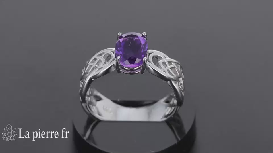 Bague en Améthyste facettée "Cosmosia" et Argent 925 pour femme et lithothérapie 