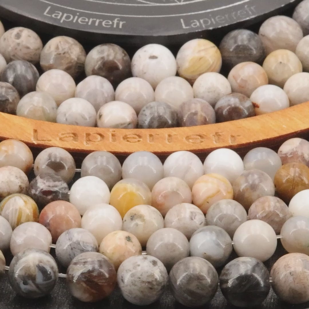 Fil de perles Agate Bambou naturelle ronde 4mm 6mm 8mm 10mm | Perle pierre naturelle | Gemmes | Qualité AA+