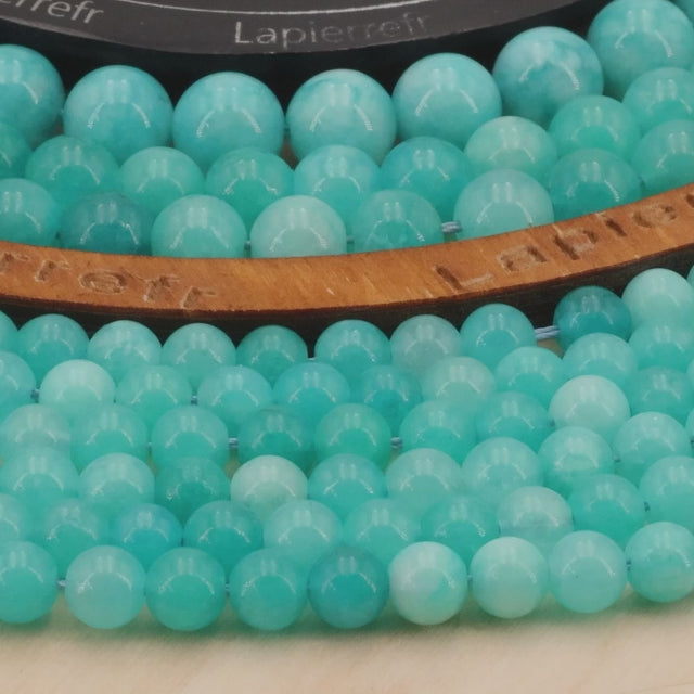 Perles AMAZONITE unie ronde 4mm 6mm 8mm 10mm | Perles pierres naturelles