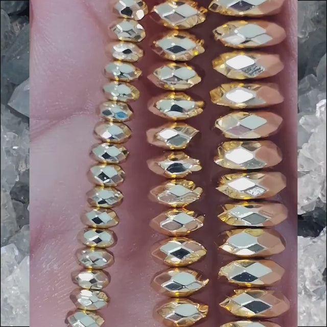 Lot de 100 perles rondelles d'hématite facettée doré de 4 mm,100 perles de 6 mm, 50 perles de 8 mm au choix, perles espacement facettée doré