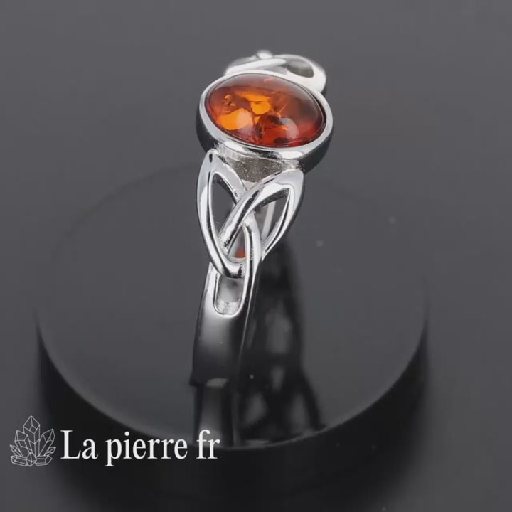 Bague ambre véritable en argent pour femme - La Pierre Fr