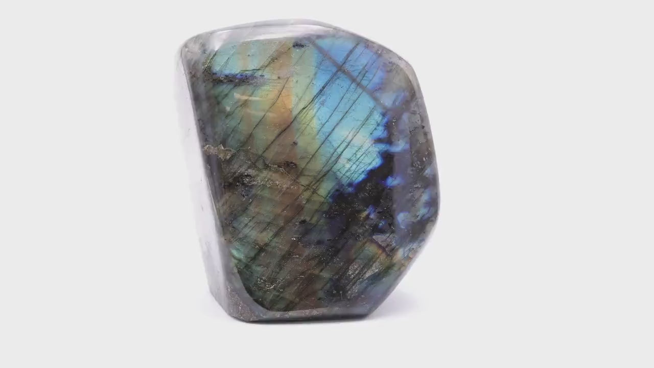 Labradorite 1,076Kg de Madagascar | Bloc de pierre naturelle à poser de forme libre toute polie | Minéraux | Lithothérapie