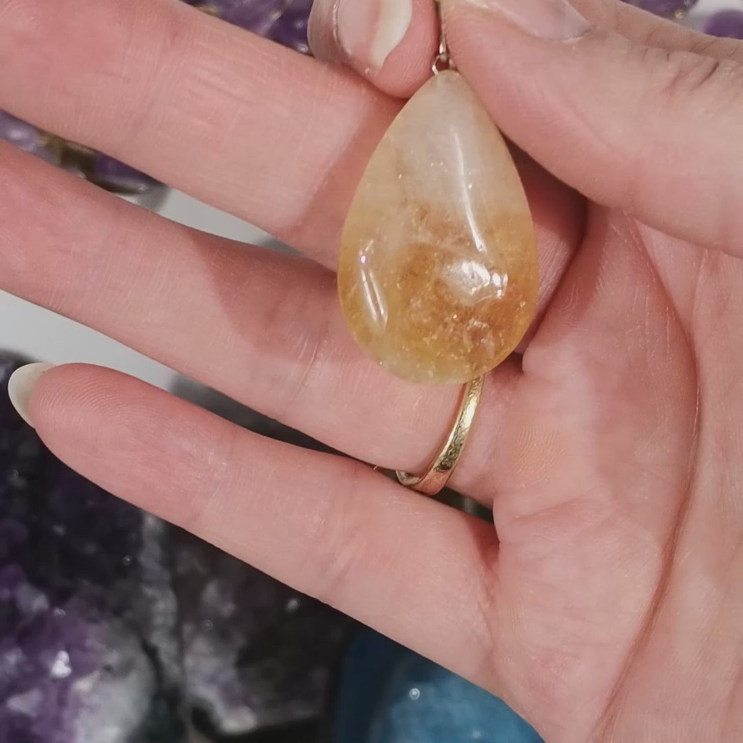 Pendentif goutte en Citrine