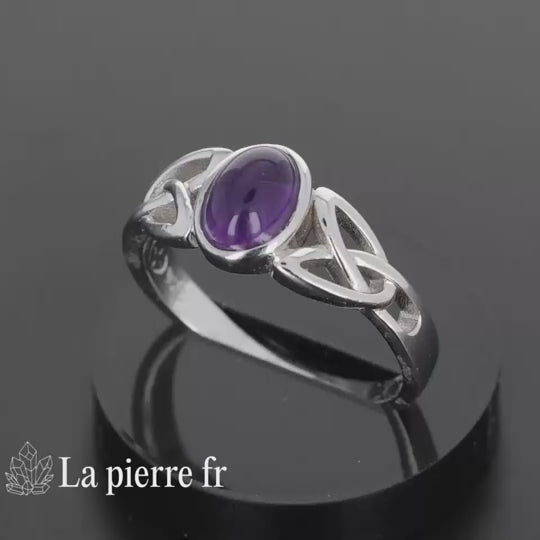 Bague Améthyste véritable en argent pour femme  -la pierre fr 