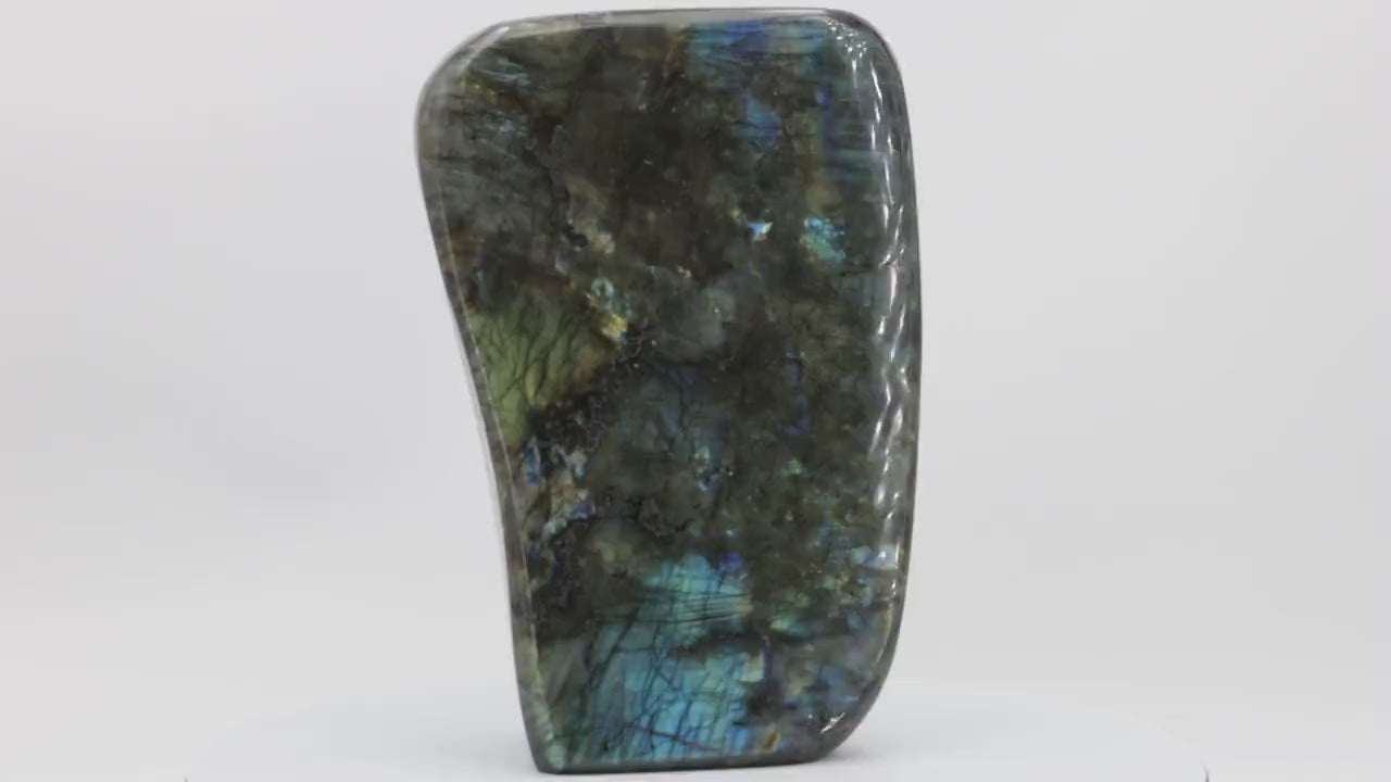 Labradorite 3,846Kg de Madagascar | Bloc de pierre naturelle à poser de forme libre toute polie | Minéraux | Lithothérapie