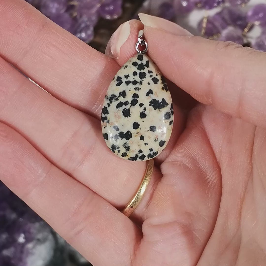 Pendentif Jaspe Dalmatien | Pendentif pierre naturelle