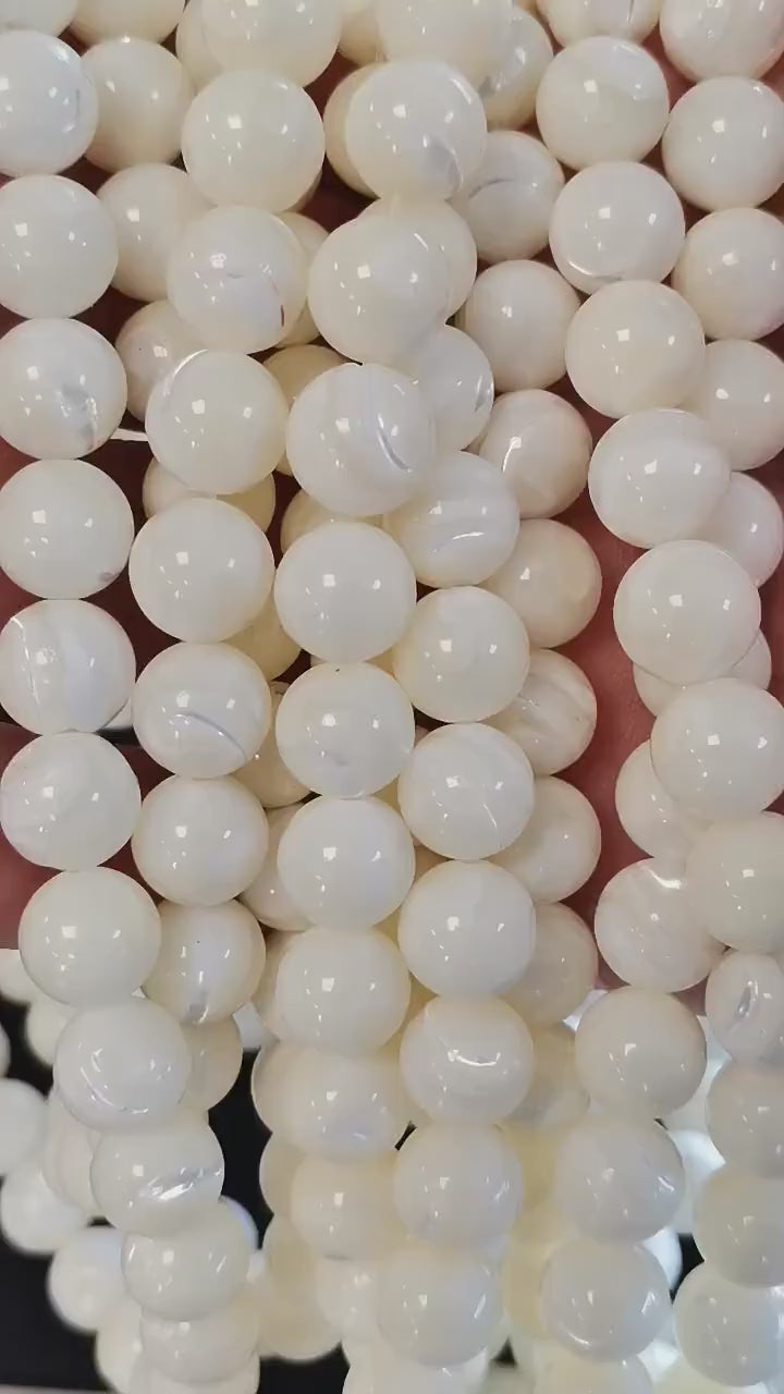 90 perles de nacre blanche naturelle en 4mm, 60 de 6 mm, 42 de 8mm, 37 de 10mm, 30 de 12 mm, Perle ronde et lisse Qualité AA+