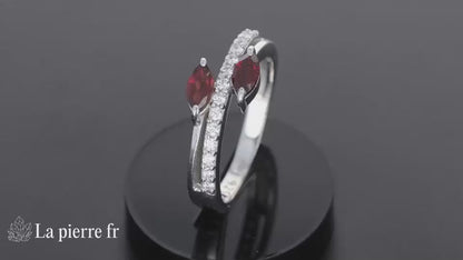 Bague en Grenat facettée &quot;Azurielle&quot; et Argent 925 pour femme