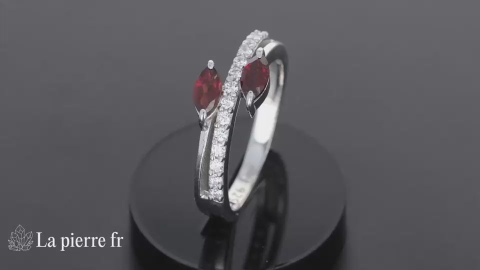 Bague en Grenat facettée "Azurielle" et Argent 925 pour femme