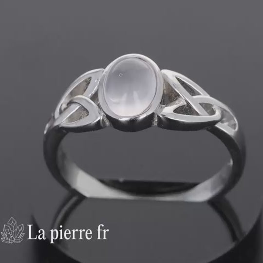 Bague Quartz Rose véritable en argent pour femme - La Pierre Fr