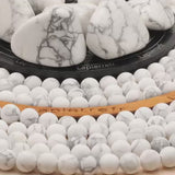 perle pierre naturelle Howlite blanche ronde en 4/6/8/10mm pour la création de bijoux et lithothérapie - La Pierre Fr