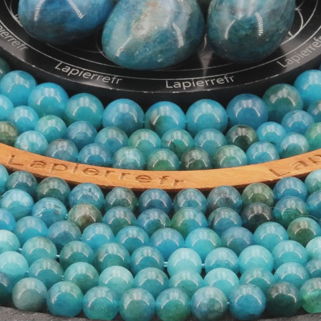 Fil de perles Apatite bleue naturelle ronde 6mm 8mm 10mm | Perle pierre naturelle | Gemmes | Qualité AA+