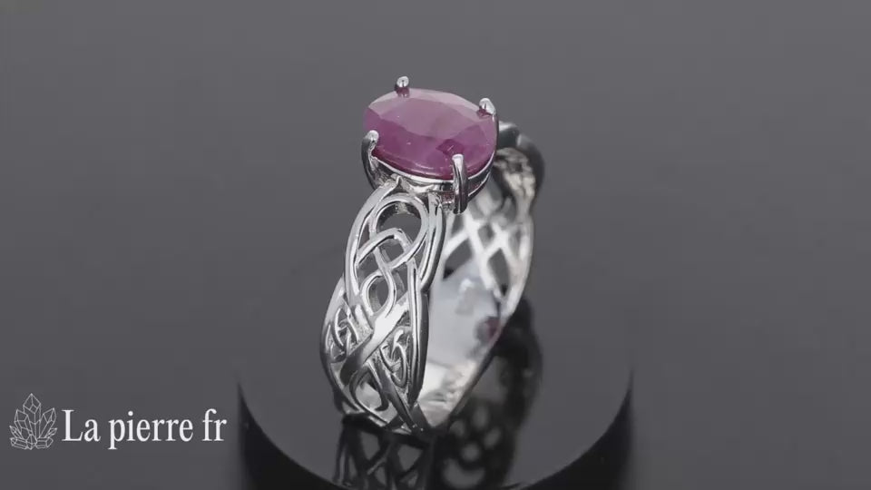 Bague en Rubis "Luxuria" - Bijoux lithothérapie en argent rhodié pour femme