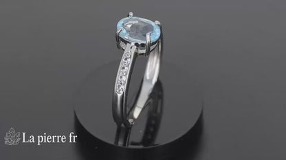 Bague en Topaze bleue facettée &quot;Arcania&quot; sur argent pour femme